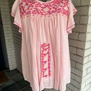 Pink Embroidered Women's Blouse
